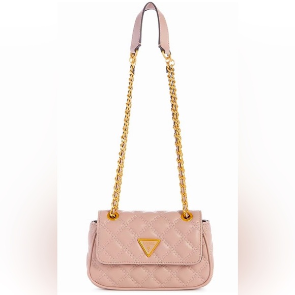 GUESS Giully Mini Convertible Quilted Crossbody Apricot Cream Pink AUTHENTIC - Picture 3 of 16